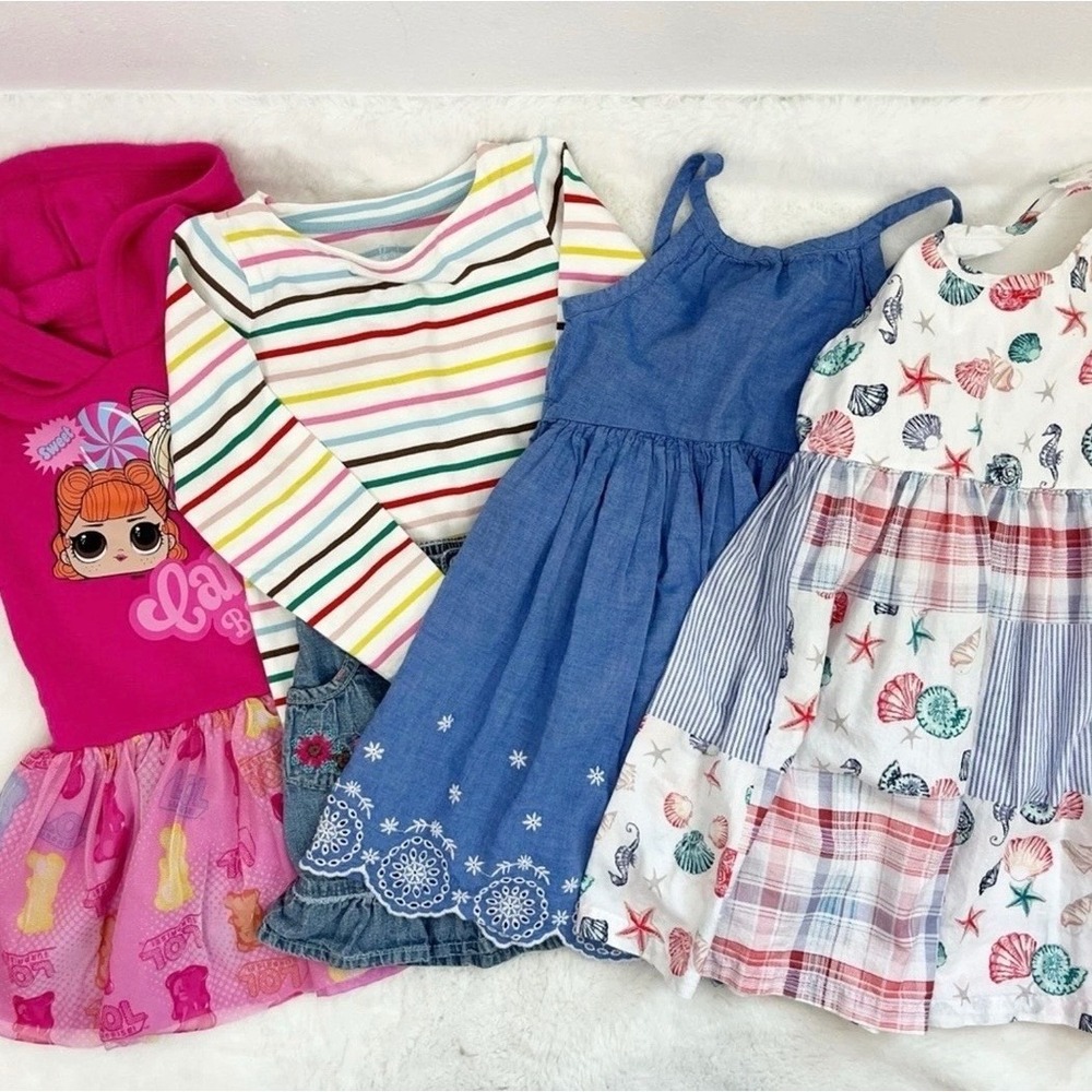 Lot of Girls Summer Dresses, Skirt, Top Size 4-5T Kids Clothing Bundle 5 Piece